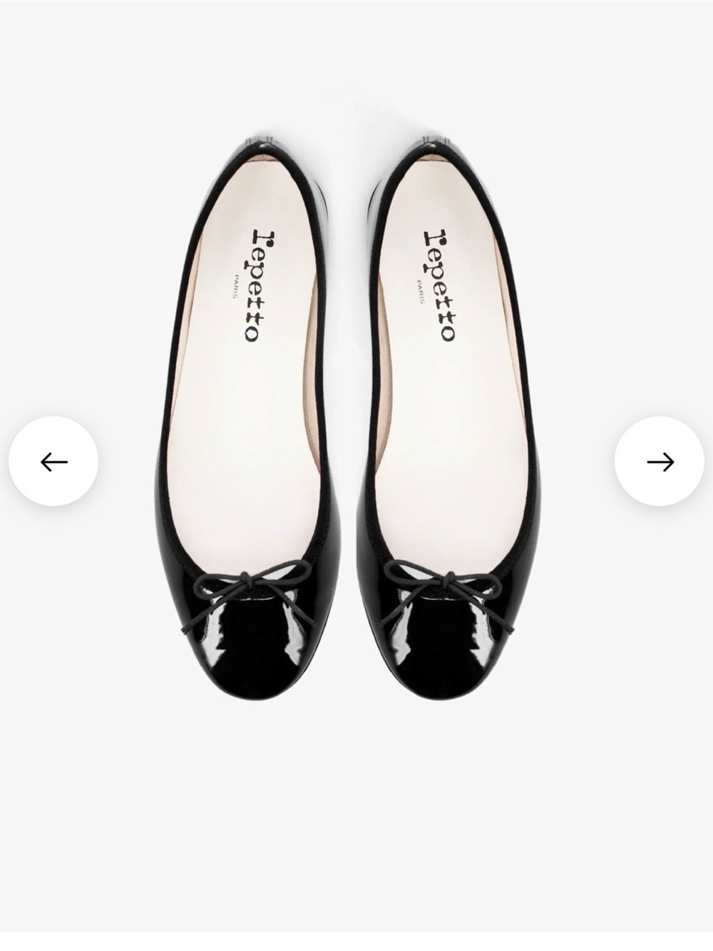 Repetto Black Patent Leather Round-Toe Ballet Flats with Bow Sz 40 US 9